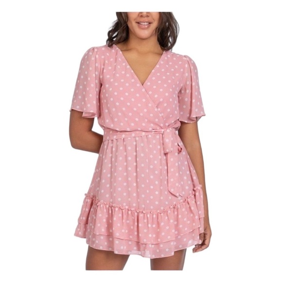 🌺B. DARLIN Pink Polka Dot Flirty Ruffle Dress Size  3/4🌺 - Picture 1 of 3
